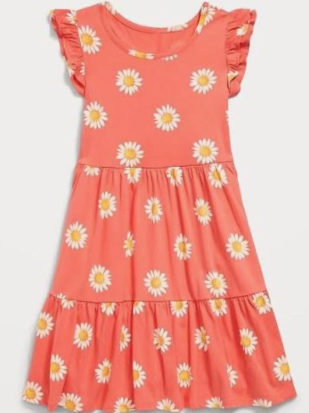 Old Navy Girls Printed Flutter Sleeves Tiered Swing Dress XL (14/16)